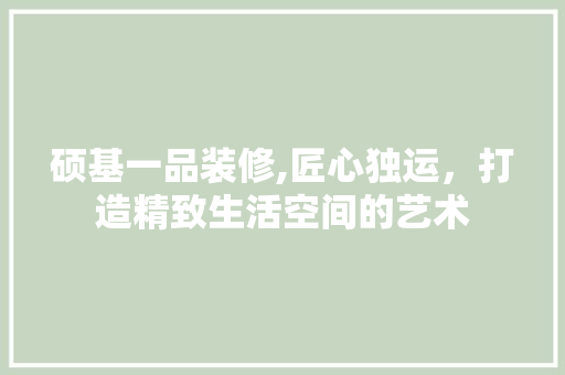 硕基一品装修,匠心独运，打造精致生活空间的艺术 现代风格装饰