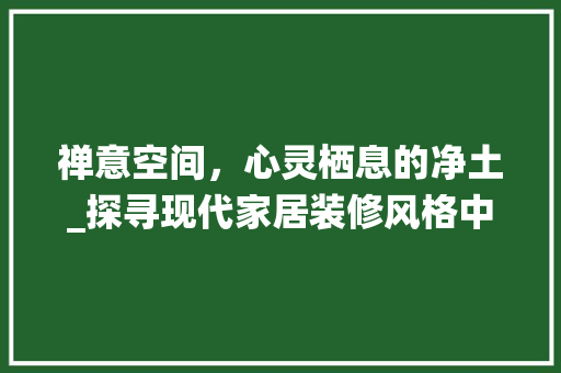 禅意空间，心灵栖息的净土_探寻现代家居装修风格中的禅意之美 中式风格装饰