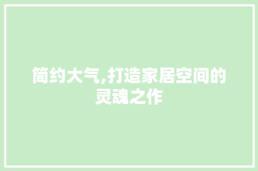 简约大气,打造家居空间的灵魂之作