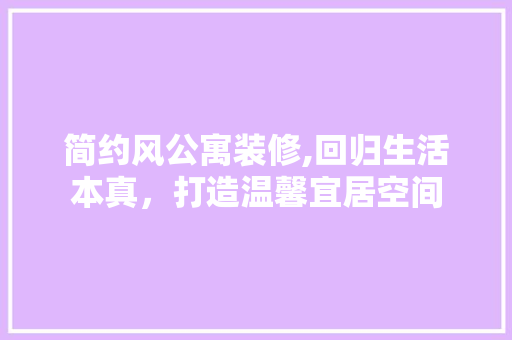 简约风公寓装修,回归生活本真，打造温馨宜居空间 家居装修