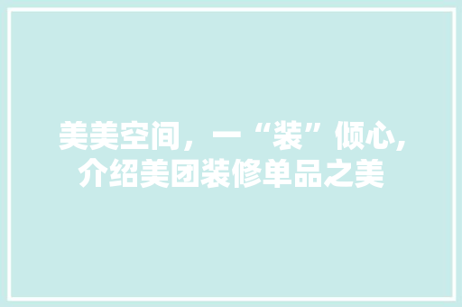 美美空间，一“装”倾心,介绍美团装修单品之美 现代风格装饰
