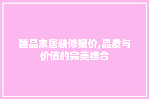臻品家居装修报价,品质与价值的完美结合 现代风格装饰