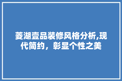 菱湖壹品装修风格分析,现代简约，彰显个性之美 现代风格装饰