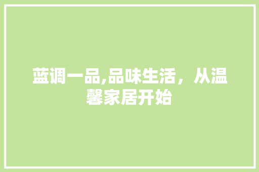 蓝调一品,品味生活，从温馨家居开始