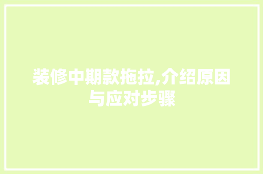 装修中期款拖拉,介绍原因与应对步骤 软装设计