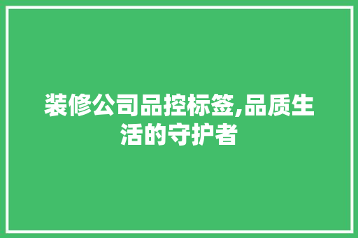装修公司品控标签,品质生活的守护者
