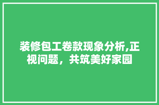 装修包工卷款现象分析,正视问题，共筑美好家园 中式风格装饰