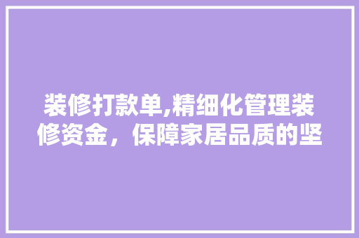 装修打款单,精细化管理装修资金，保障家居品质的坚实后盾 软装设计