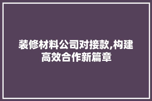 装修材料公司对接款,构建高效合作新篇章 客厅装修