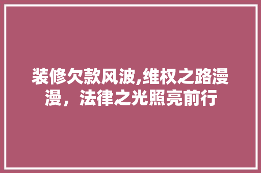装修欠款风波,维权之路漫漫，法律之光照亮前行 卧室装修