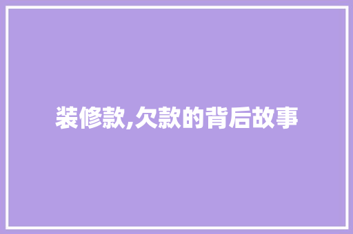 装修款,欠款的背后故事 家居装修