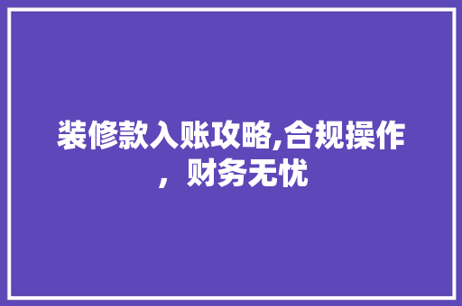 装修款入账攻略,合规操作，财务无忧 客厅装修