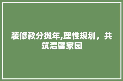 装修款分摊年,理性规划，共筑温馨家园 客厅装修
