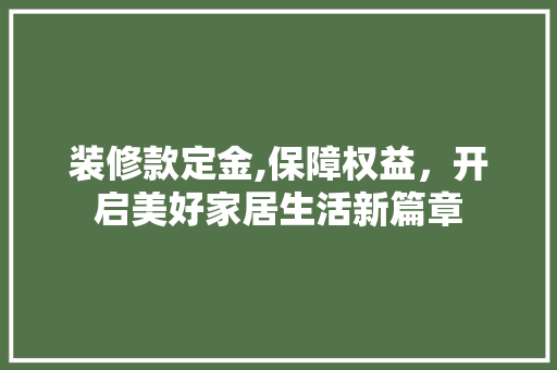 装修款定金,保障权益，开启美好家居生活新篇章 软装设计