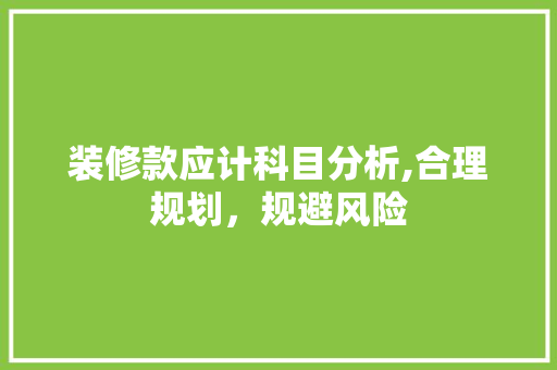 装修款应计科目分析,合理规划，规避风险 地板材料