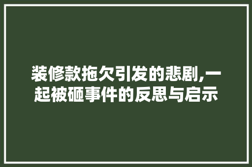 装修款拖欠引发的悲剧,一起被砸事件的反思与启示 现代风格装饰