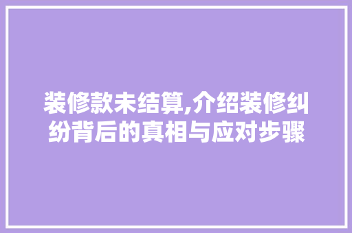 装修款未结算,介绍装修纠纷背后的真相与应对步骤 木雕艺术