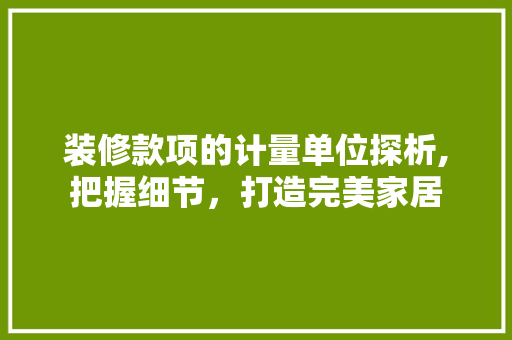 装修款项的计量单位探析,把握细节，打造完美家居 客厅装修