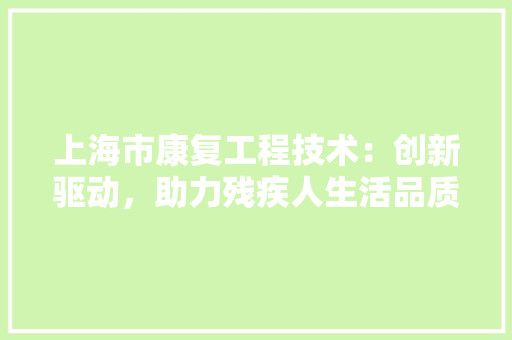 上海市康复工程技术：创新驱动，助力残疾人生活品质提升 软装设计