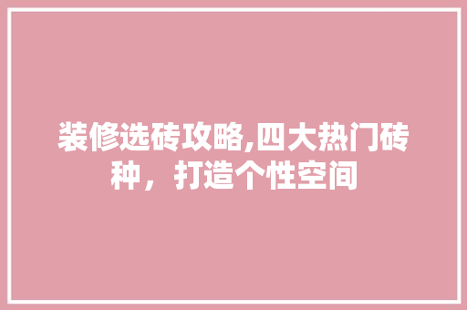 装修选砖攻略,四大热门砖种，打造个性空间 室内设计