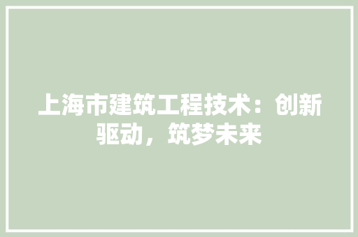 上海市建筑工程技术：创新驱动，筑梦未来 软装设计