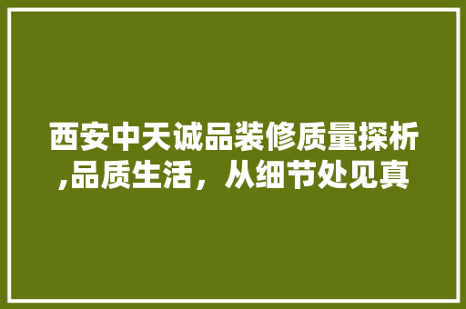 西安中天诚品装修质量探析,品质生活，从细节处见真章 室内设计