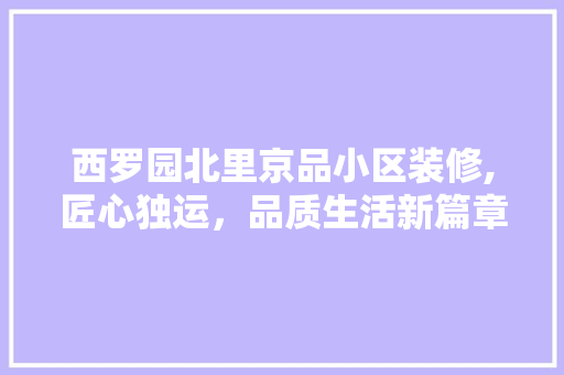 西罗园北里京品小区装修,匠心独运，品质生活新篇章