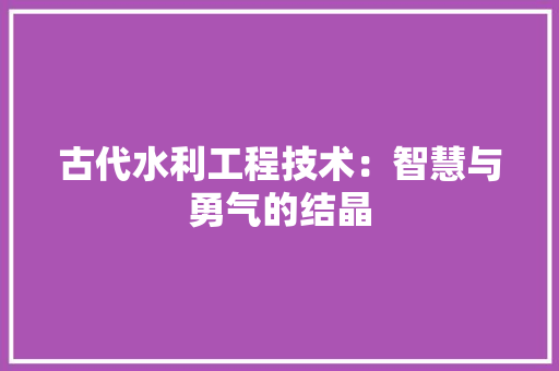 古代水利工程技术：智慧与勇气的结晶 卧室装修
