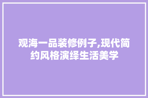 观海一品装修例子,现代简约风格演绎生活美学 室内设计