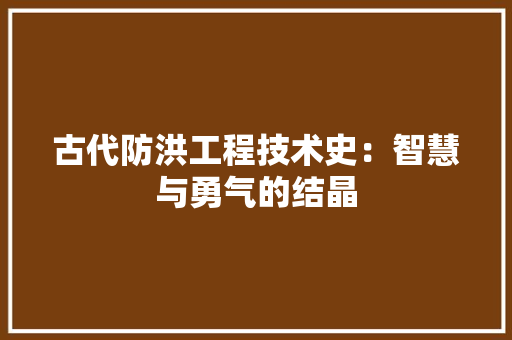 古代防洪工程技术史：智慧与勇气的结晶 卧室装修