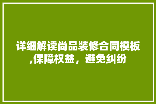 详细解读尚品装修合同模板,保障权益，避免纠纷 现代风格装饰