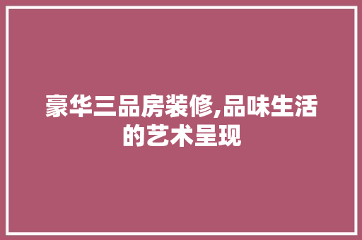豪华三品房装修,品味生活的艺术呈现