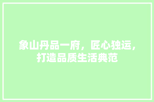 象山丹品一府，匠心独运，打造品质生活典范 家居装修
