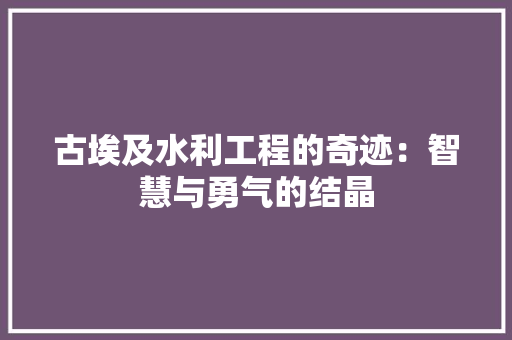 古埃及水利工程的奇迹：智慧与勇气的结晶