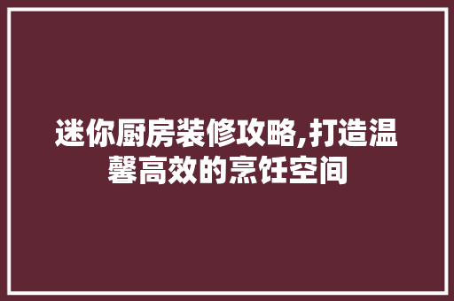 迷你厨房装修攻略,打造温馨高效的烹饪空间 地板材料