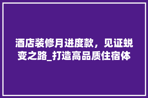 酒店装修月进度款，见证蜕变之路_打造高品质住宿体验 中式风格装饰