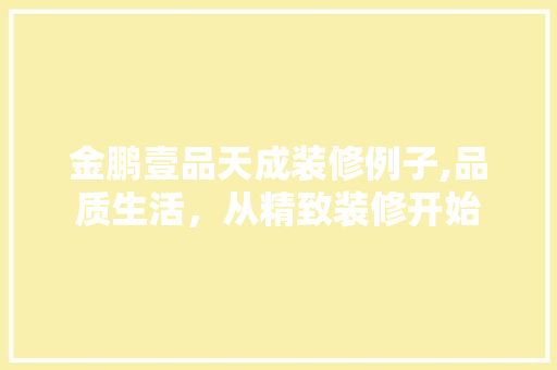 金鹏壹品天成装修例子,品质生活，从精致装修开始 家居装修
