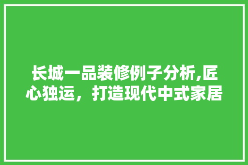 长城一品装修例子分析,匠心独运，打造现代中式家居典范