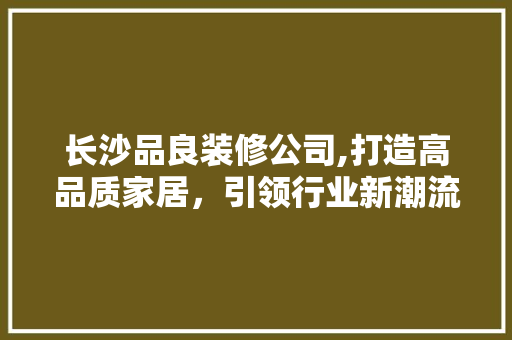 长沙品良装修公司,打造高品质家居，引领行业新潮流 现代风格装饰