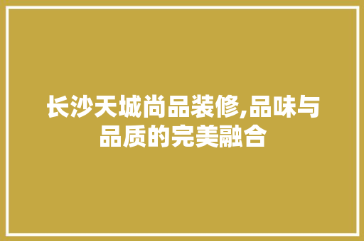 长沙天城尚品装修,品味与品质的完美融合