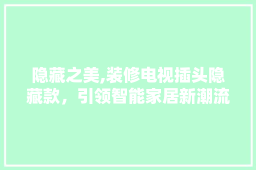隐藏之美,装修电视插头隐藏款，引领智能家居新潮流 中式风格装饰