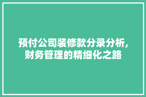 预付公司装修款分录分析,财务管理的精细化之路 中式风格装饰