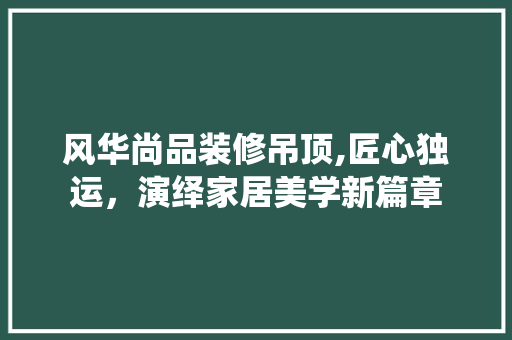 风华尚品装修吊顶,匠心独运，演绎家居美学新篇章 软装设计