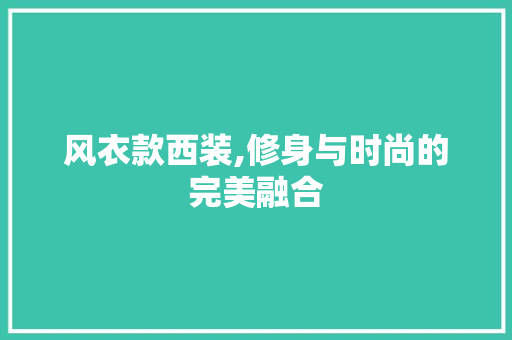 风衣款西装,修身与时尚的完美融合 室内设计