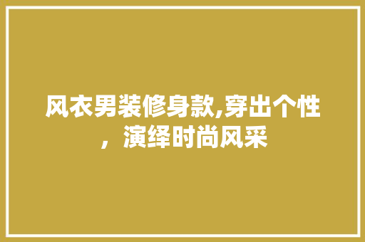 风衣男装修身款,穿出个性，演绎时尚风采 中式风格装饰
