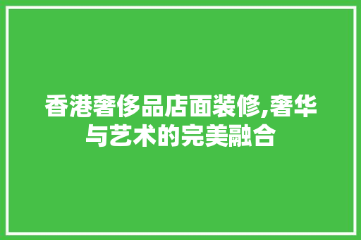 香港奢侈品店面装修,奢华与艺术的完美融合