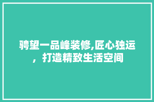 骋望一品峰装修,匠心独运，打造精致生活空间 中式风格装饰
