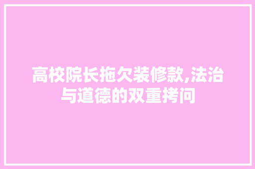高校院长拖欠装修款,法治与道德的双重拷问 木雕艺术