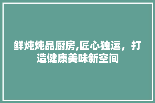 鲜炖炖品厨房,匠心独运，打造健康美味新空间