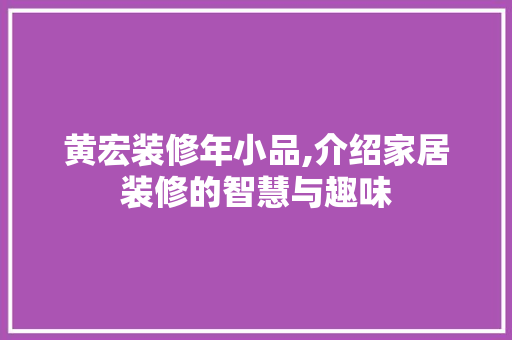 黄宏装修年小品,介绍家居装修的智慧与趣味 中式风格装饰